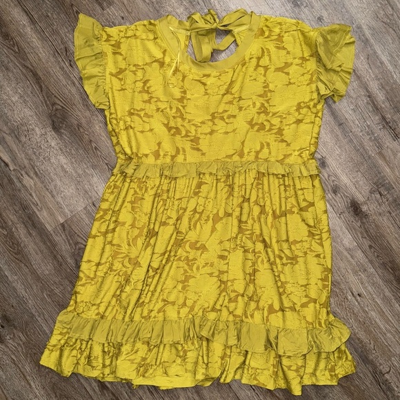 Anthropologie • Playful Floral Ruffle Knit Mini Dress - Picture 2 of 15